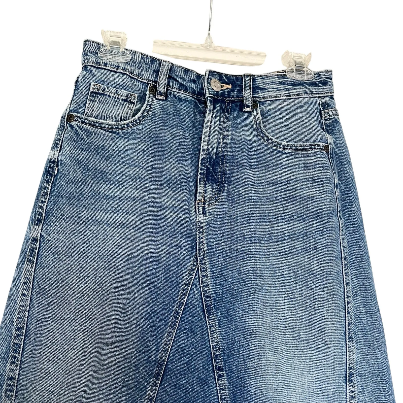 Zara Blue Denim A-Line Jean Midi Skirt Women’s Size Small - Image 3