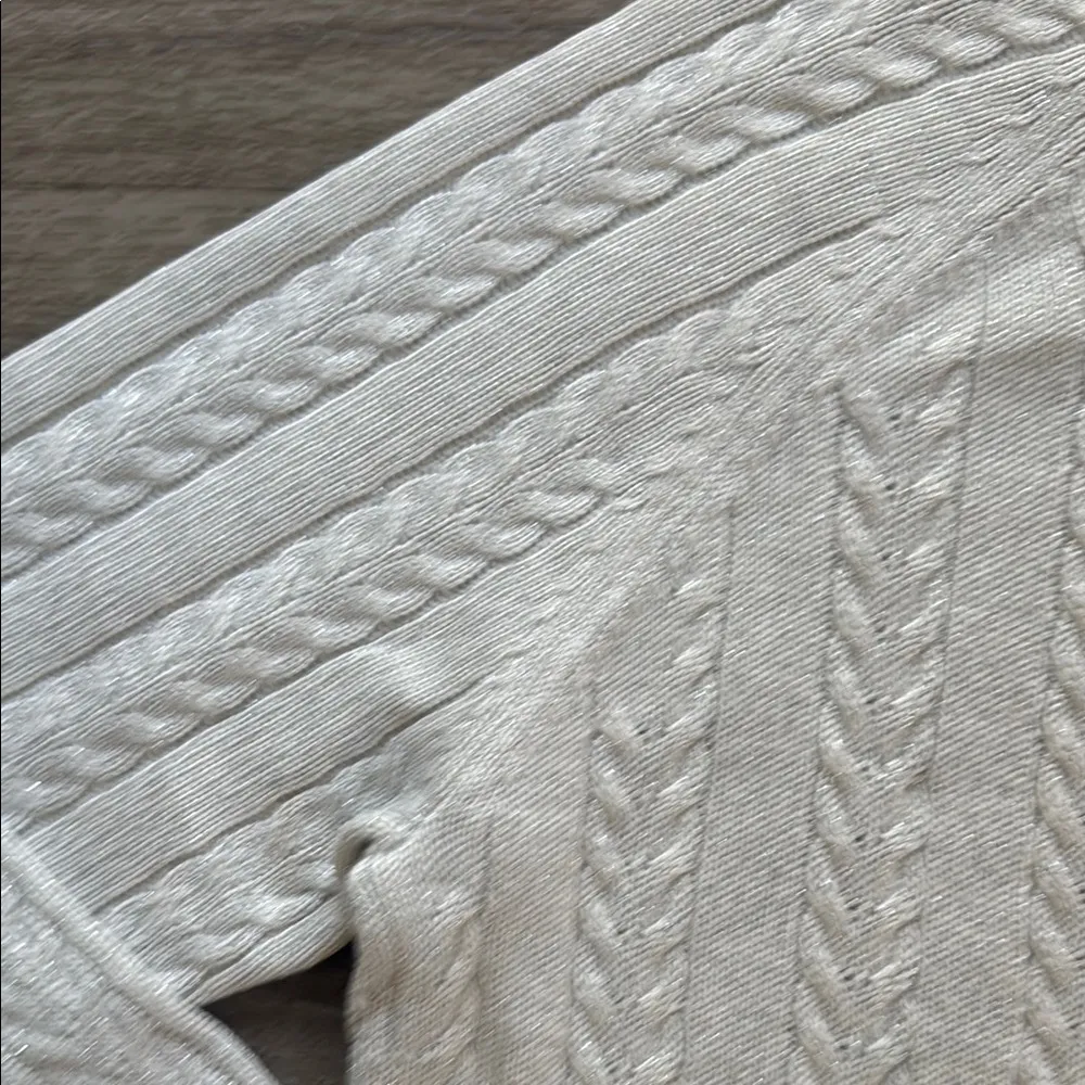 Athleta Cable Knit Sweater Size Medium metallic merino wool blend Crewneck - Image 5