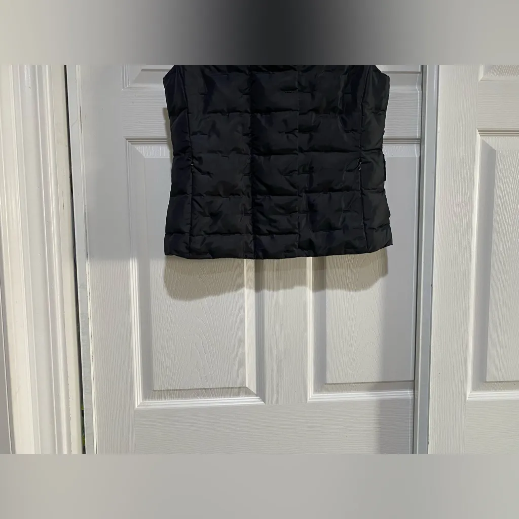 Talbots Women's Quilted Puffer Vest Jacket Sleeveless Tie Waist Black Size S - Image 2