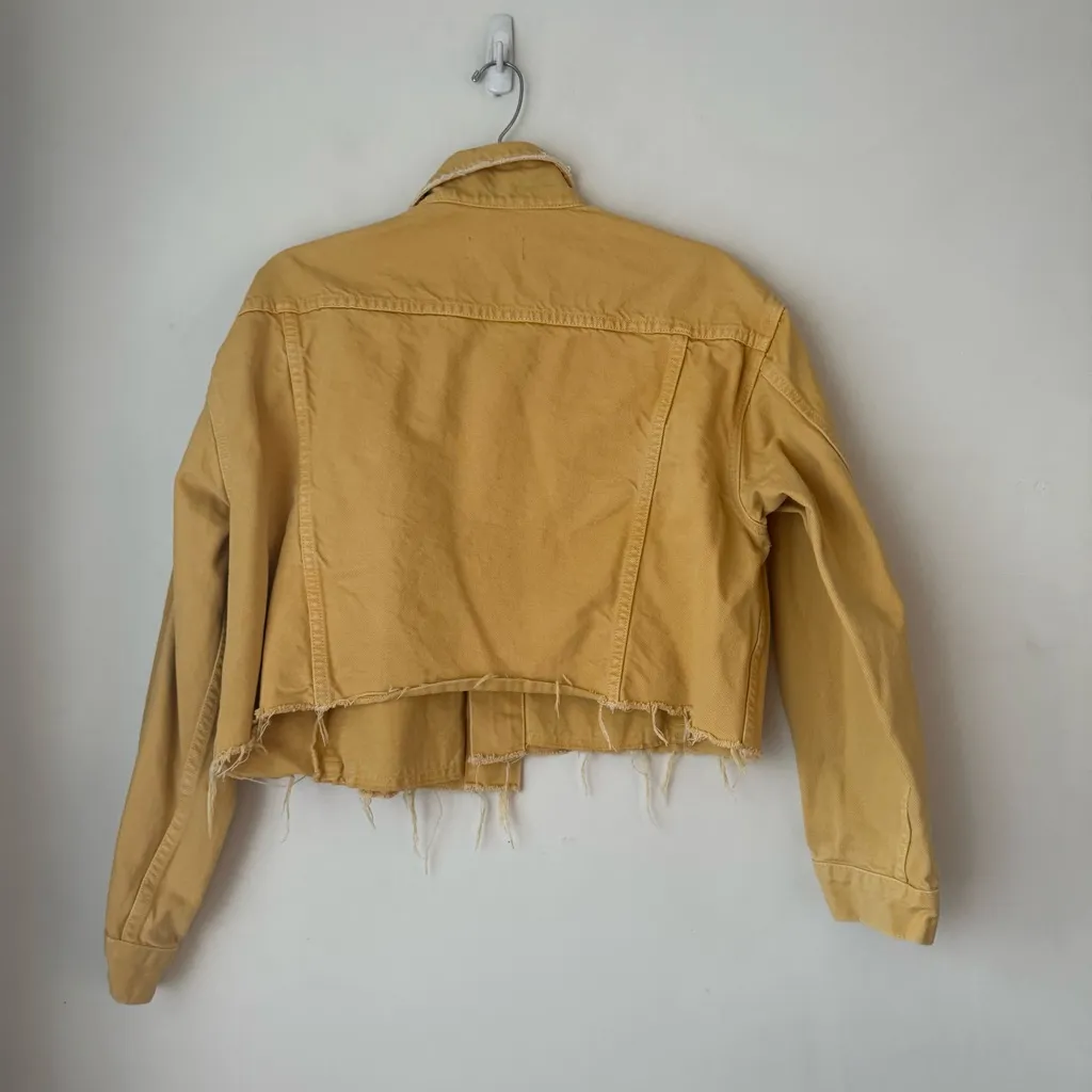 Boyish Jeans Harvey Yellow Denim Cropped Jacket in Honey Pot M - Image 7