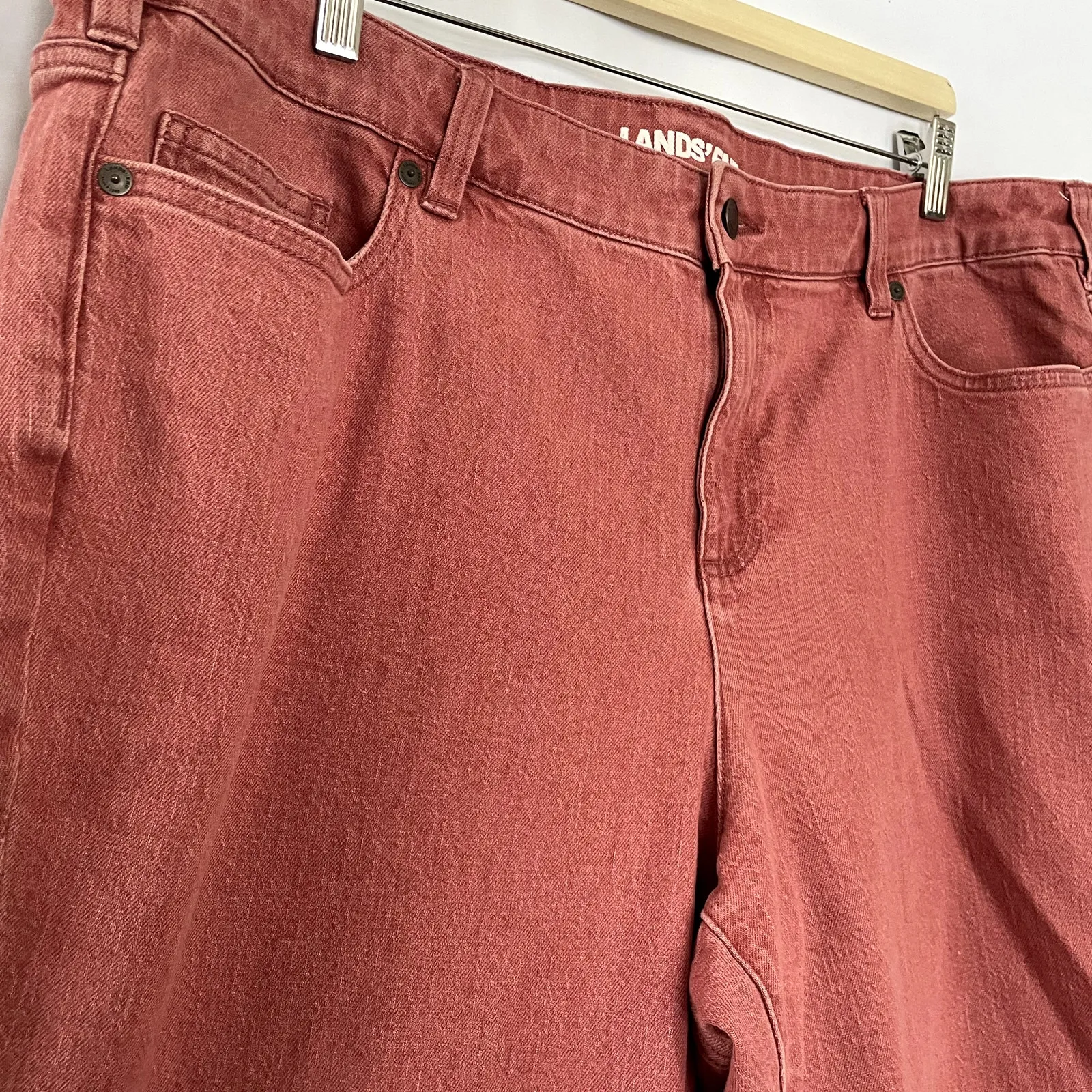 Lands' End coral orange denim jeans women's size 20W cotton curvy 27 inch inseam - Image 3