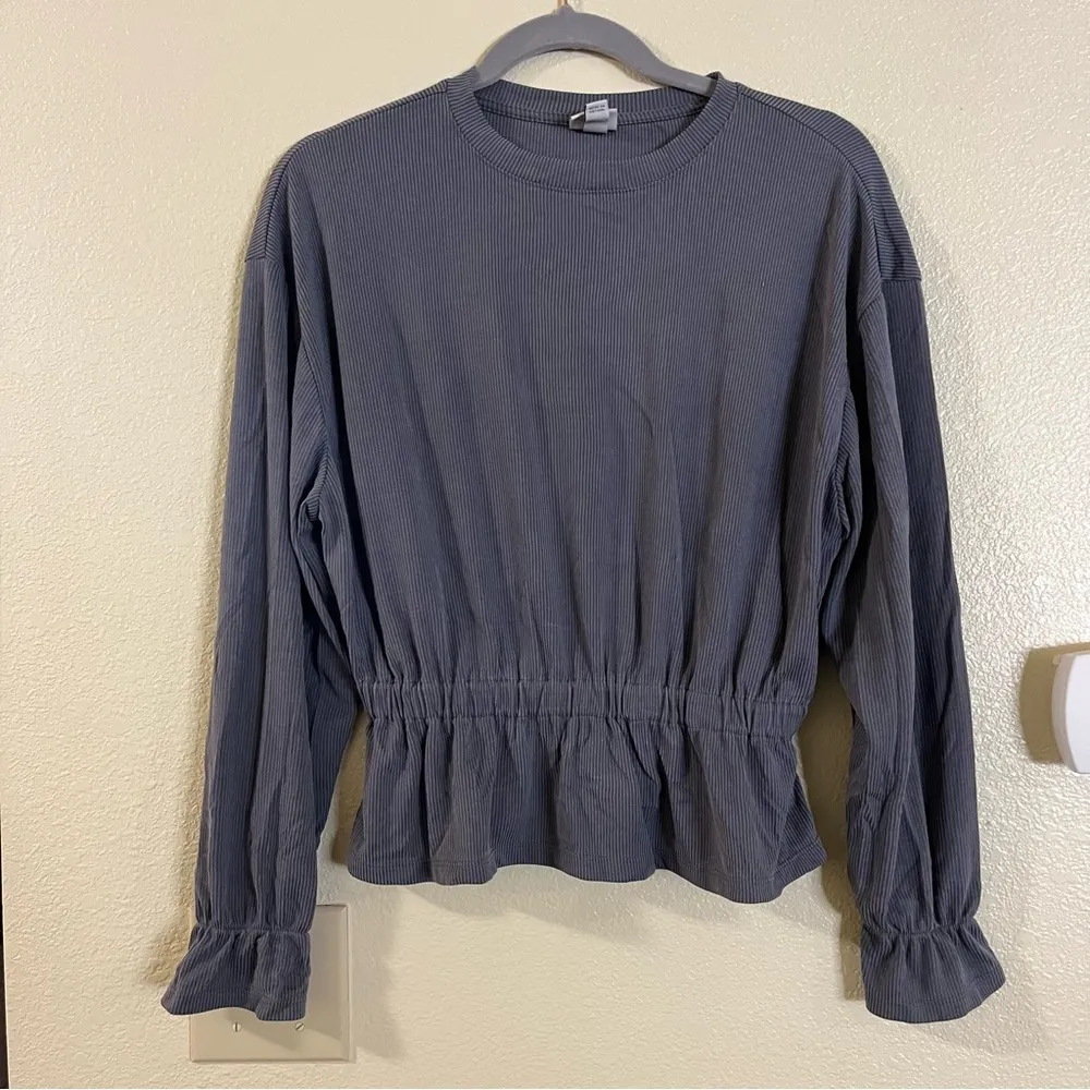 Target Women's a new day gray textured peplum top loose fit gray size XS - Image 2