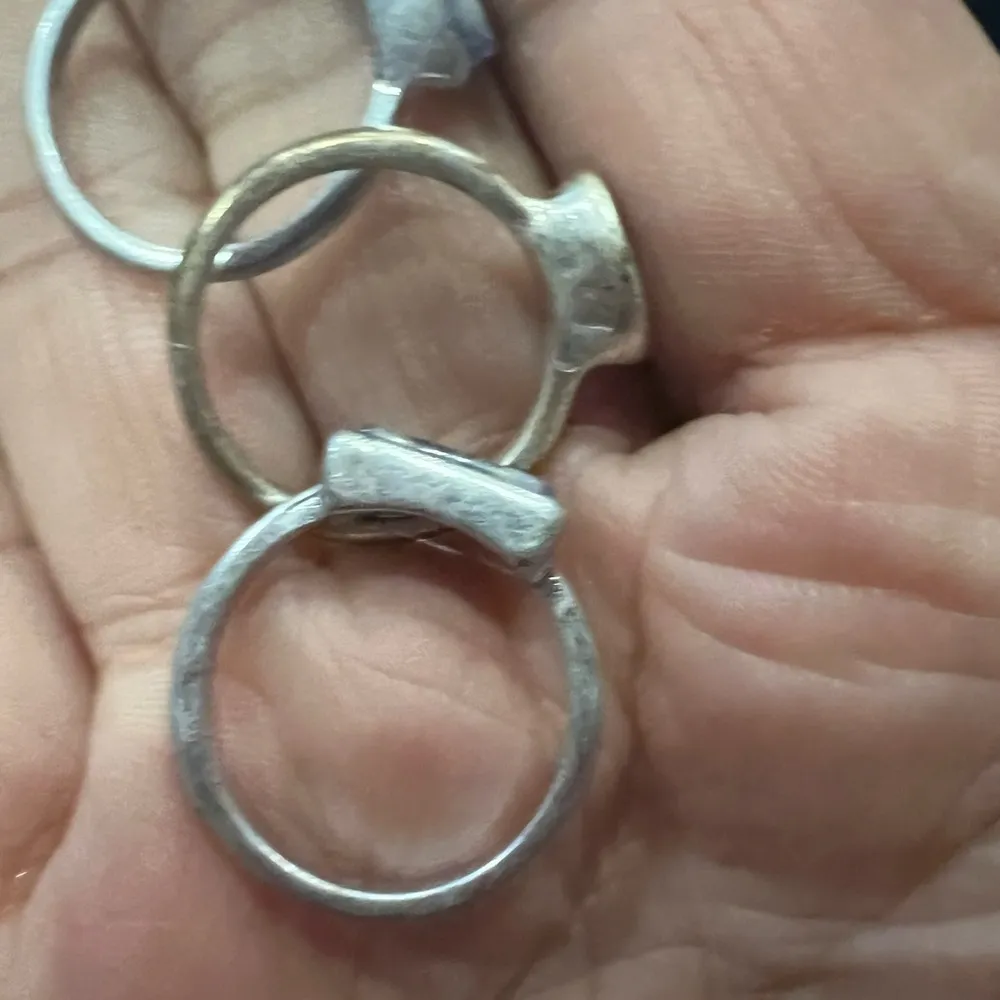 Silver toned 3 Ring Stackable Set Bluish Stone Blue - Image 6