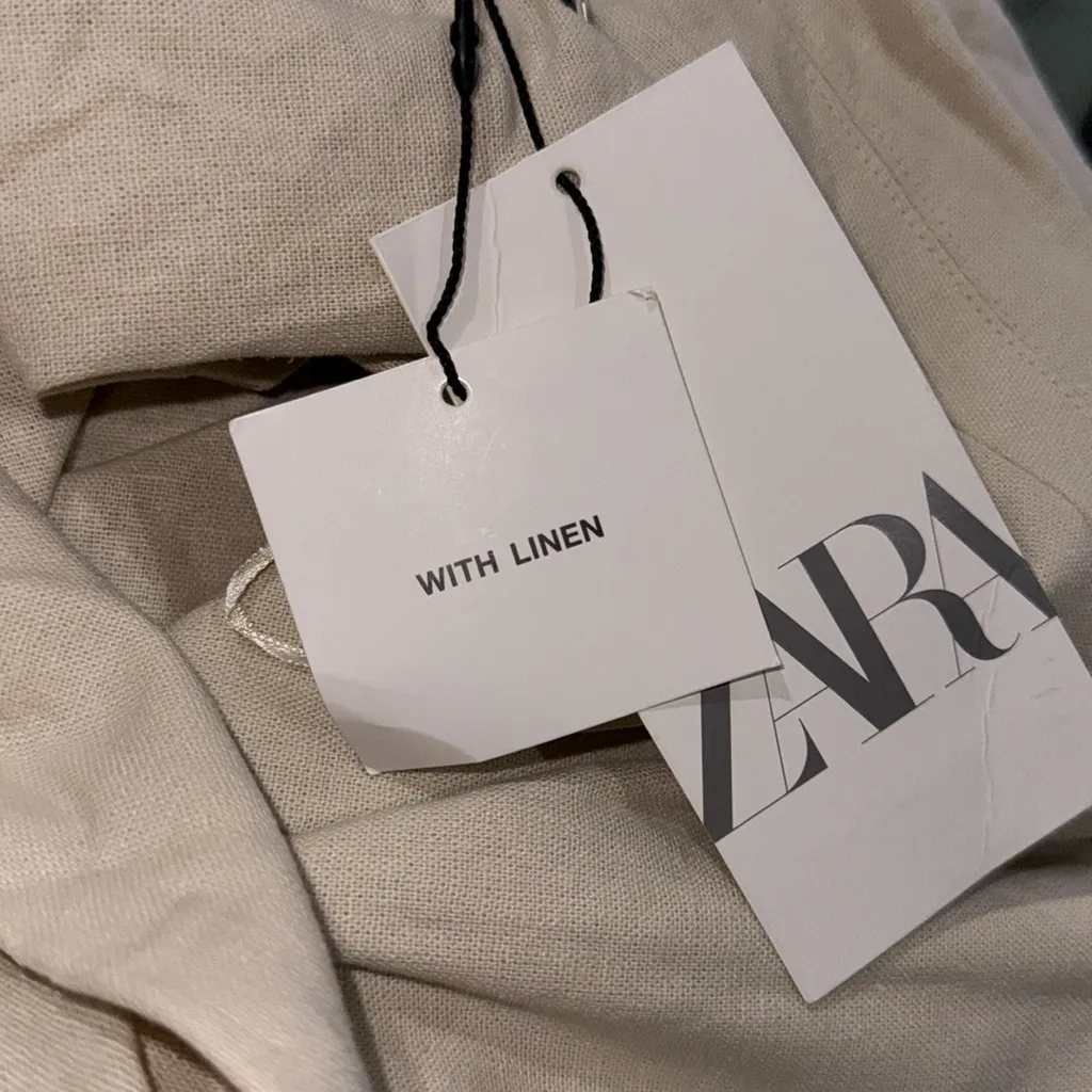 NWT ZARA LINEN BLEND DOUBLE BREASTED BLAZER BLOGGERS FAVE LIGHT BEIGE - Image 13