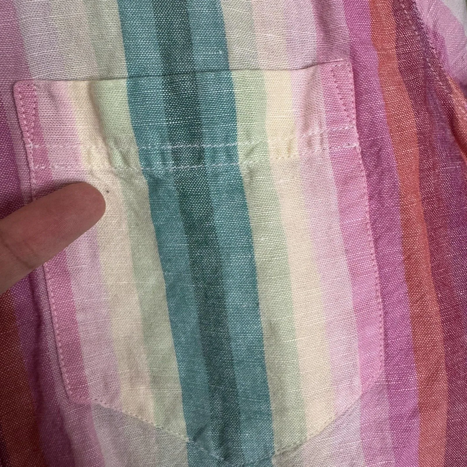 J. Crew Shirt Womens 2 Multicolor Striped Linen Cotton Button Up Long Sleeve Top - Image 6