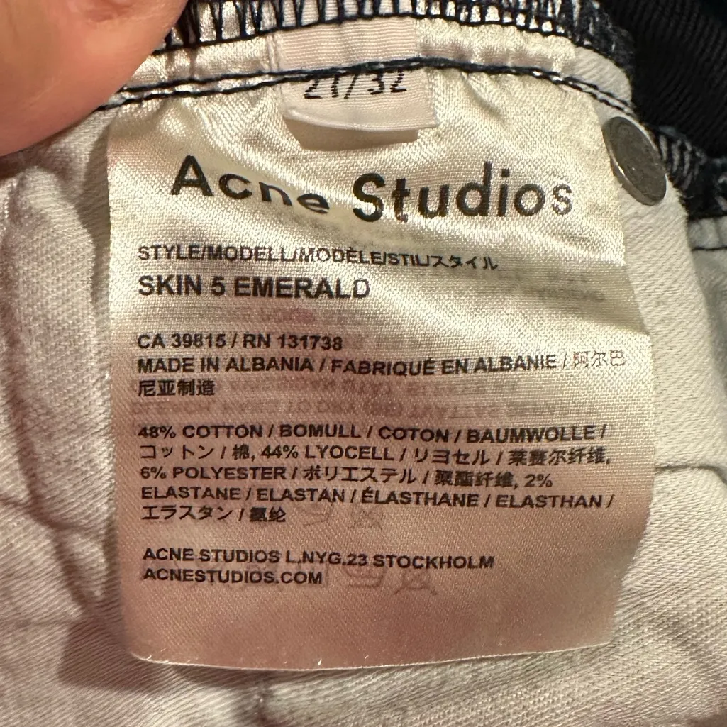 Acne Studios Dark Blue Stretchy Straight Leg Jeans 27 - Image 5