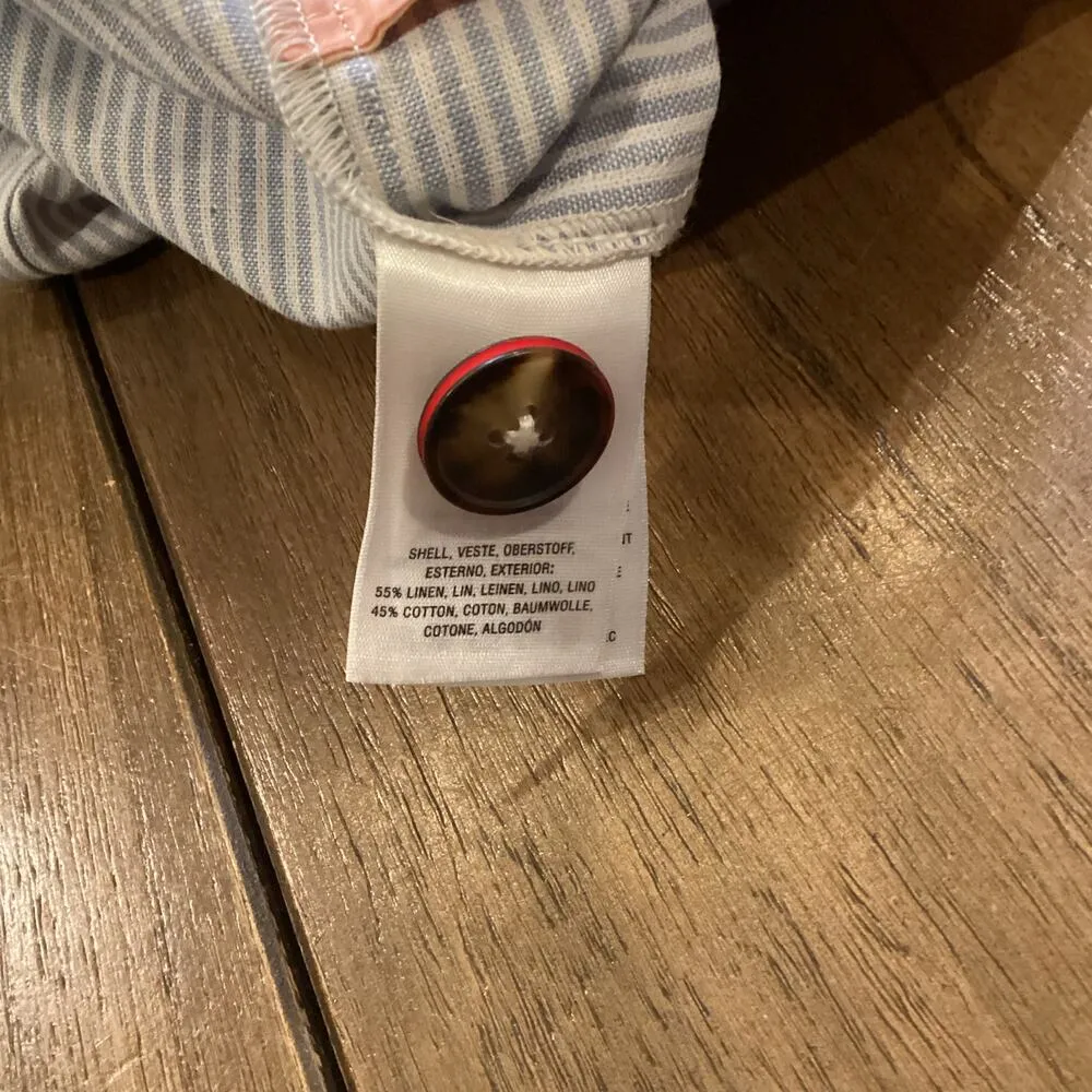 Anthropologie Seersucker Shorts Pinstripes Pleated High Waisted Blue White XL - Image 8