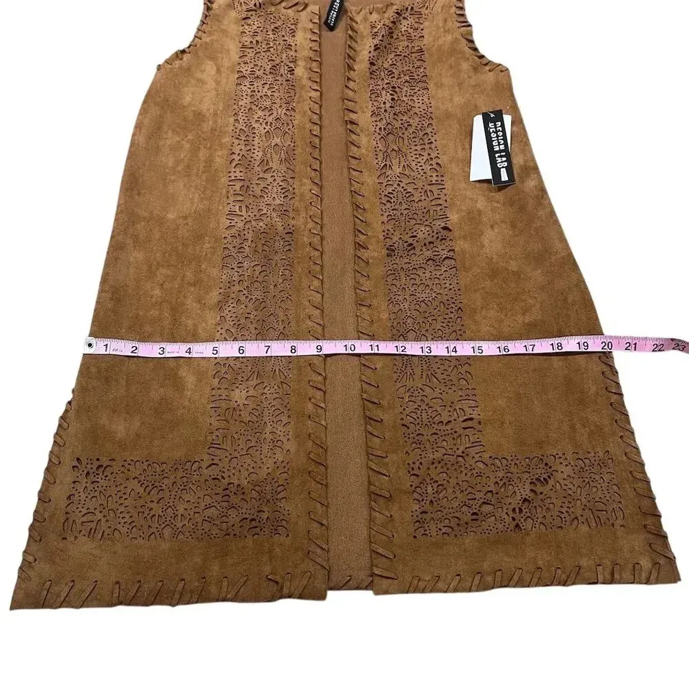 Lord & Taylor Design Lab Women's Brown Sleeveless Boho Crochet - Image 6