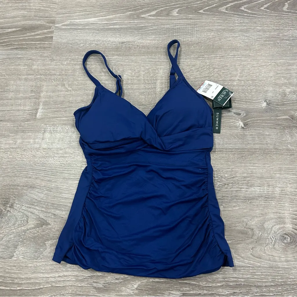Lauren Ralph Lauren Surplice Tankini Sapphire Navy Tankini Swim Top NWT Blue Size 4 - Image 3