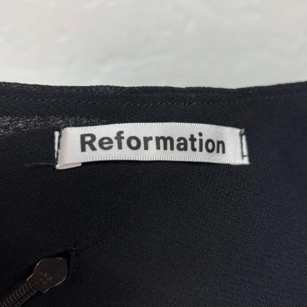 Reformation Chance Dress One Shoulder High Slit Midi Dress in Black Size 2 - Image 4