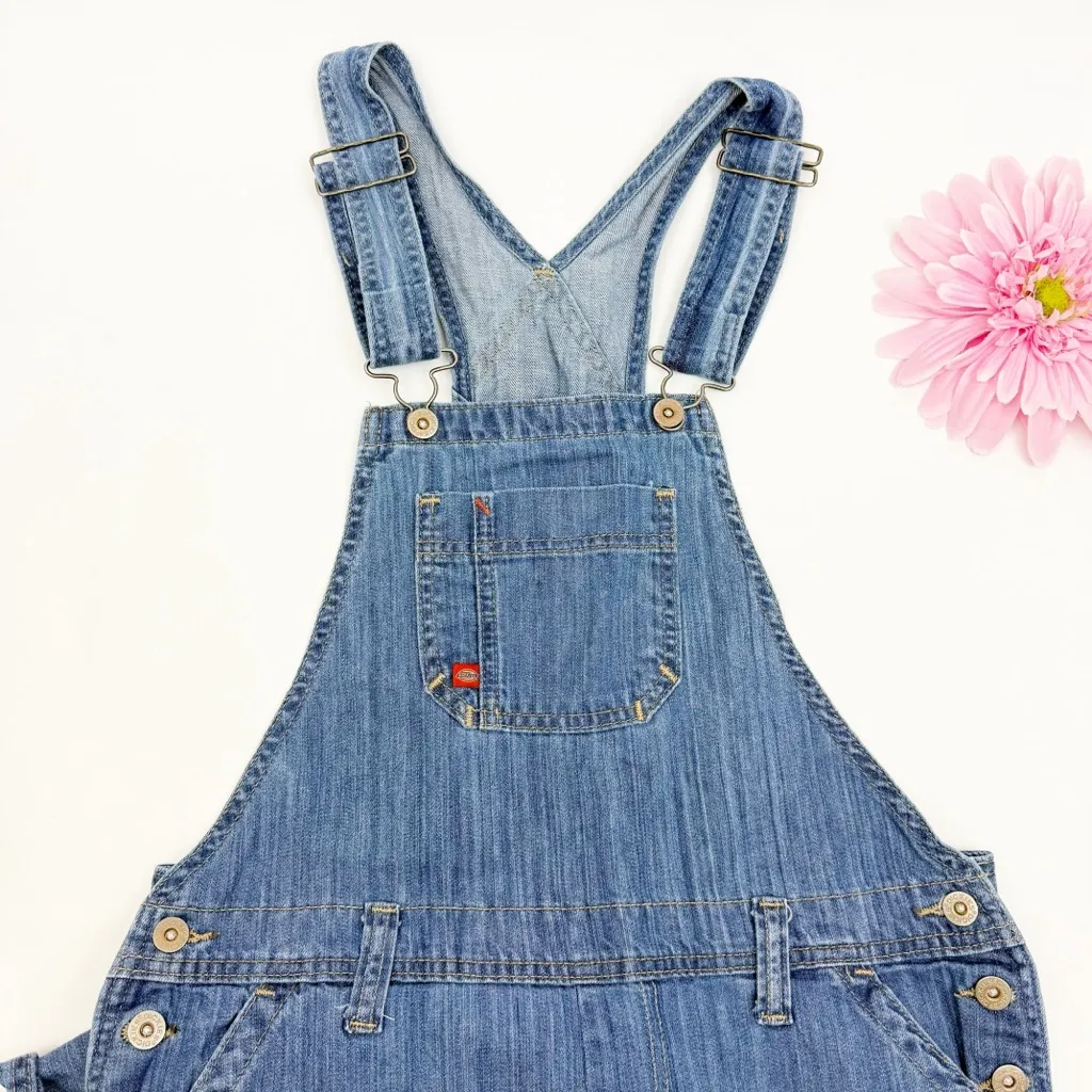 Dickies Heritage Bib Denim Overalls Medium Stone Wash Blue - Image 5