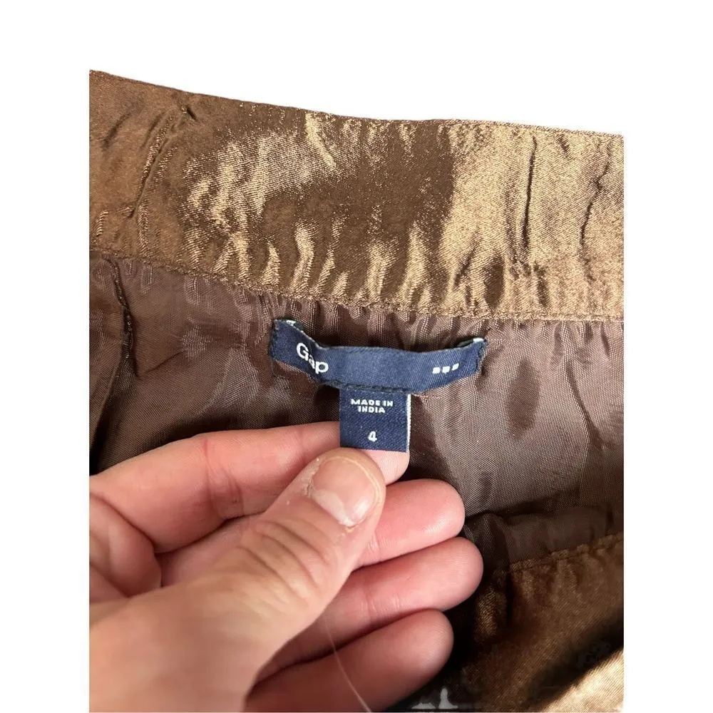 GAP Brown Sequin Mini Skirt Size 4 Side Zipper Short Disco - Image 9
