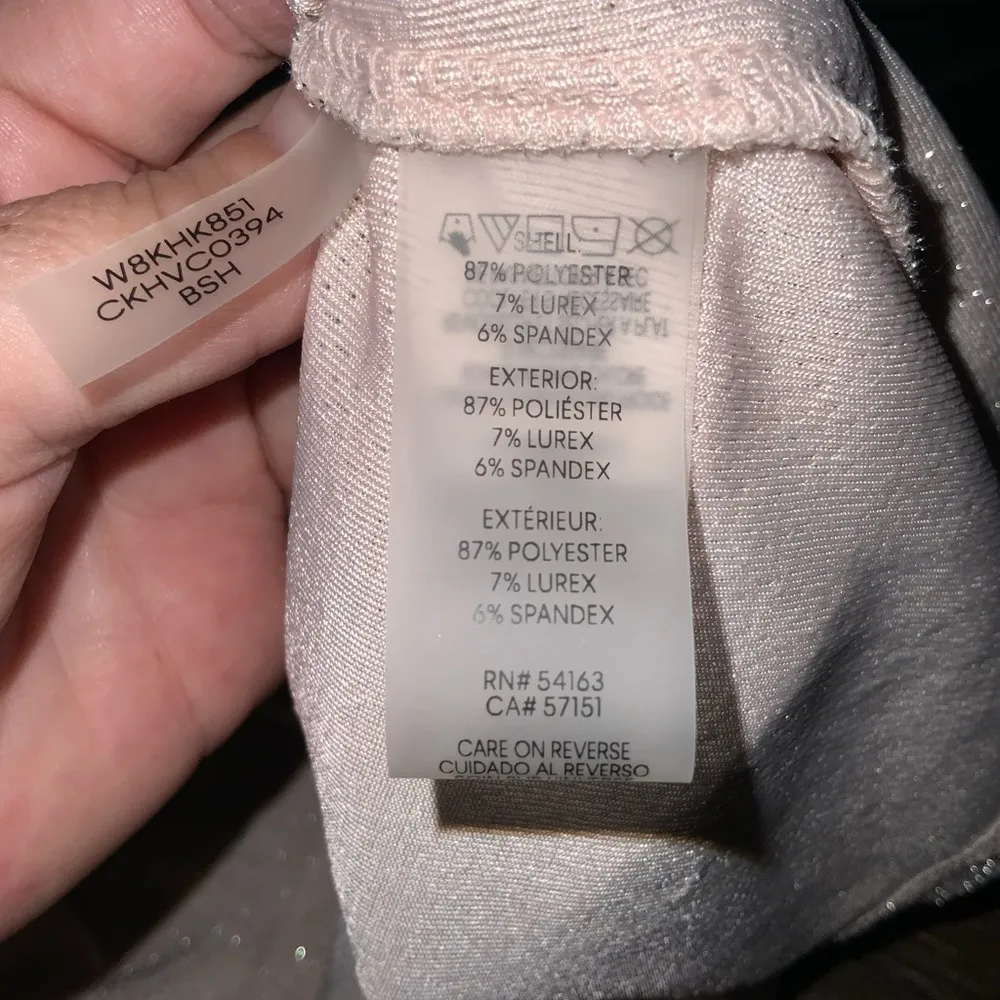 Calvin Klein Shimmer Blush Pink Long Sleeve Asymmetrical Stretch Knit Tunic 2X - Image 8