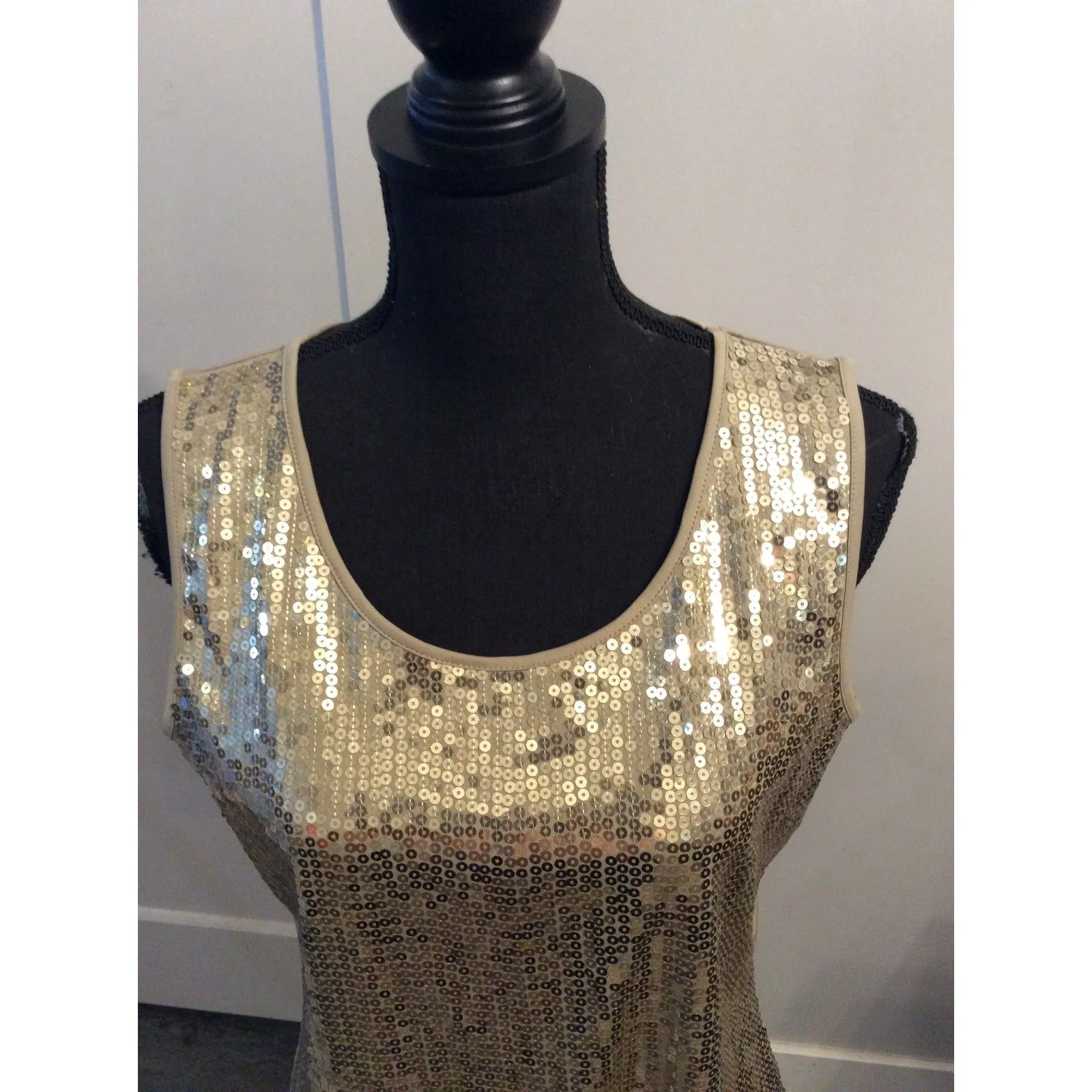 Joan Rivers Medium Gold Bling Tank VNC Stretchy - Image 3