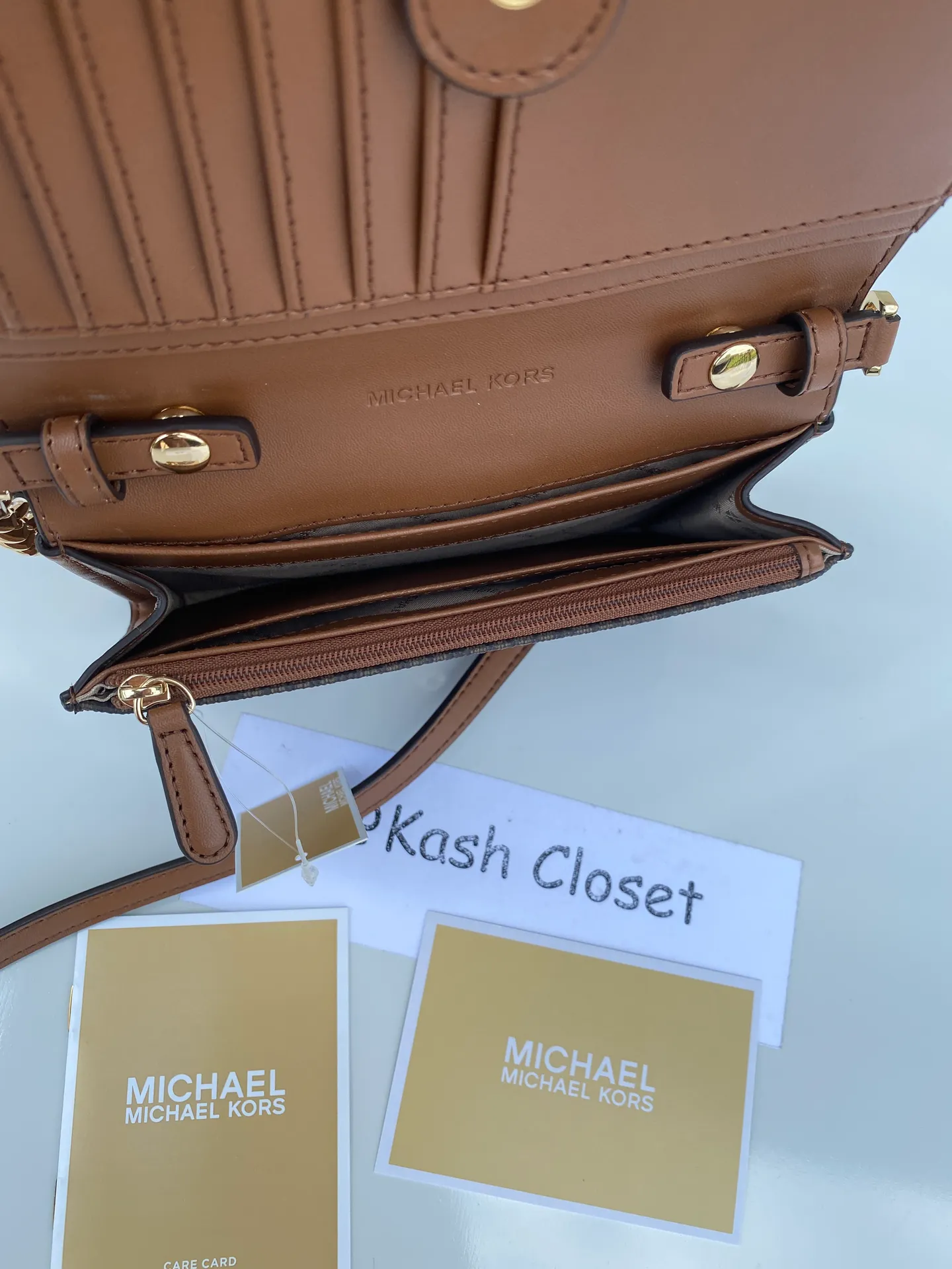 MK JST MD MF Phone Crossbody Brown Signature - Image 10