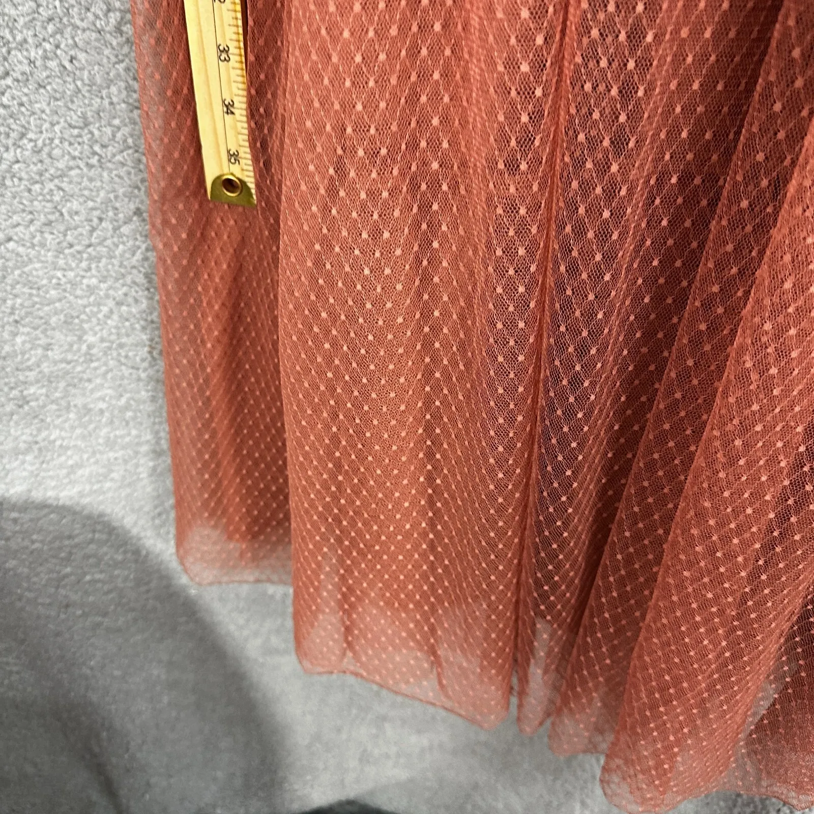 Express Dress 4 Fairycore Babydoll Tulle‎ Mesh Rust Polka Dot Romantic Cocktail - Image 7