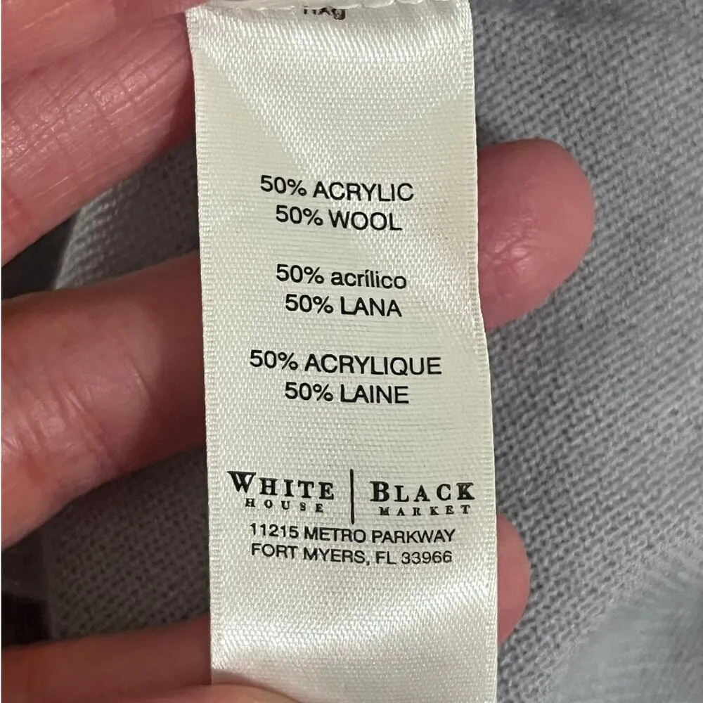 White House Black Market Light Grey Wool Blend Cross Back Sweater Size XS - Image 7