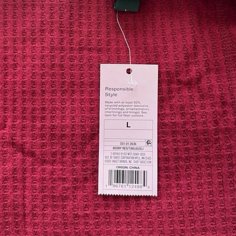 Wild Fable Long Sleeve Boxy Cropped T-Shirt Berry Red Size Large - Image 9