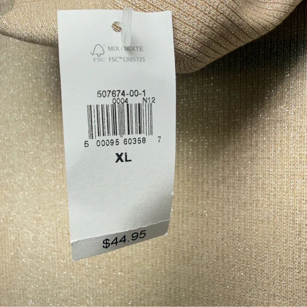Gap XL Ribbed Metallic Champagne Beige Turtleneck NWT - Image 5