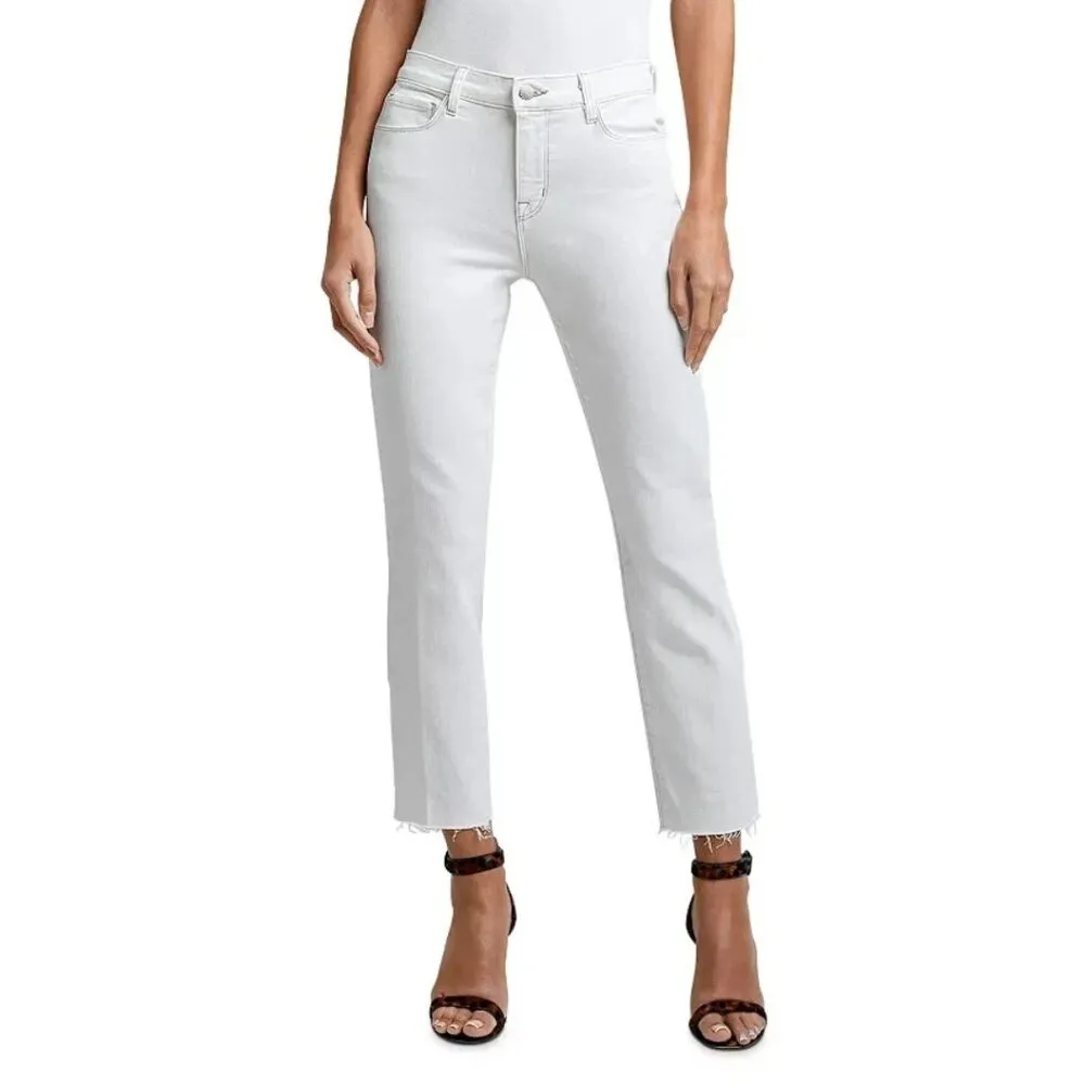 New NWT L'AGENCE Jeans Women's Size 28 Sada High Rise Crop Slim White Blanc - Image 6