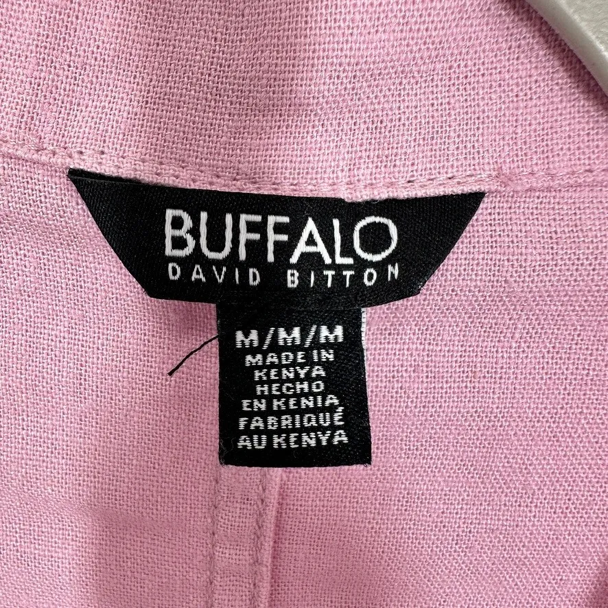 Buffalo David Bitton Pink Linen Blend Short Sleeve Button Up Shirt Boxy Relaxed - Image 4
