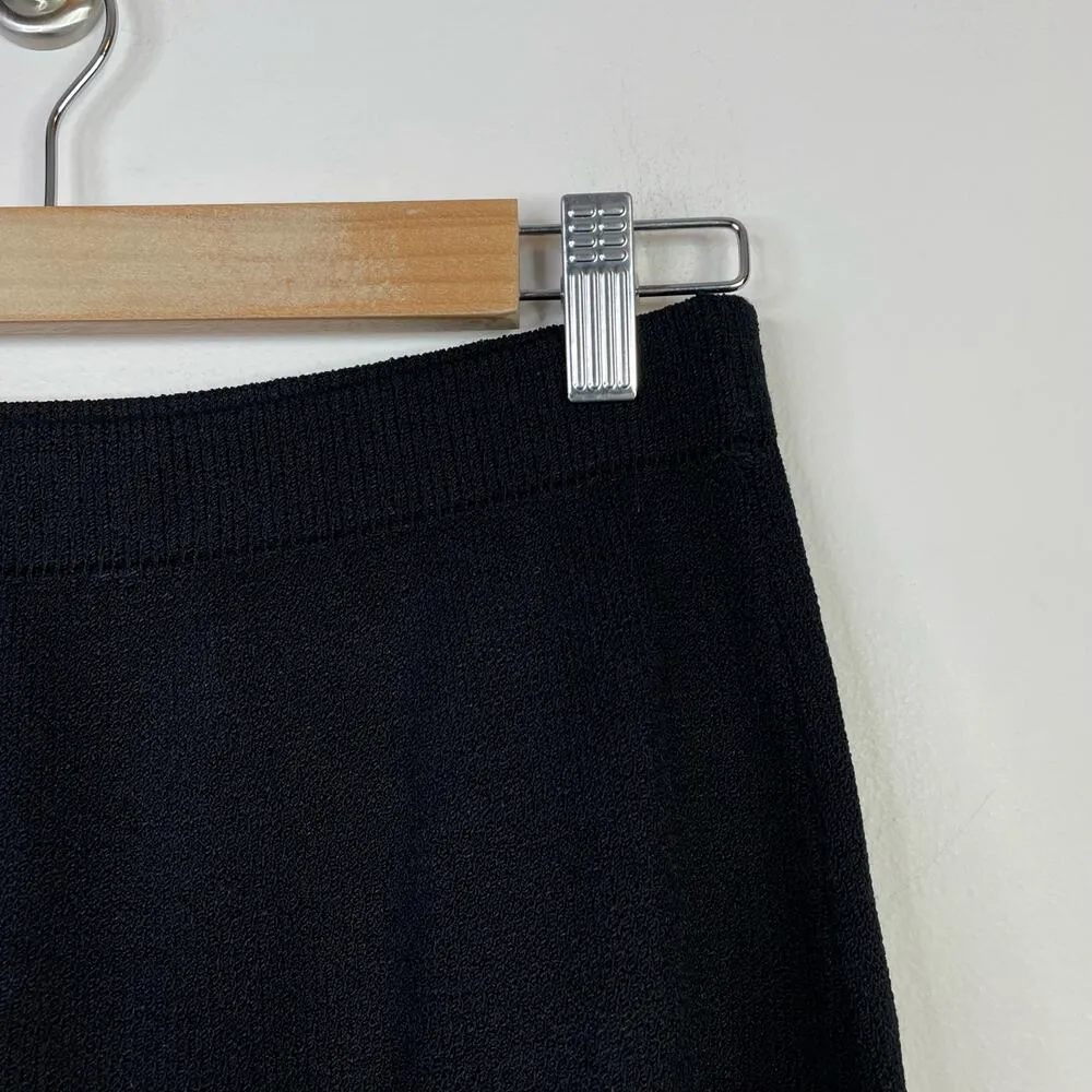 St John Basics Santana Knit Wool Blend Long Black Skirt Back Slit womens 6 - Image 3