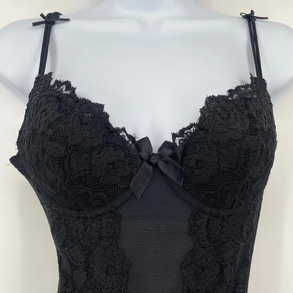 Cabernet Lace Corset Bustier Womens Top Sz S Y2K Coquette Fairy Lolita Goth Mesh Black - Image 2