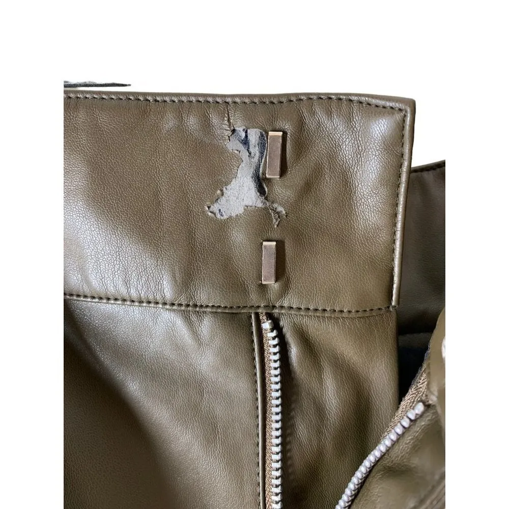 MARISSA WEBB COLLECTIVE Olive Green Faux Leather Tie Waist Pants Size 2 - Image 9