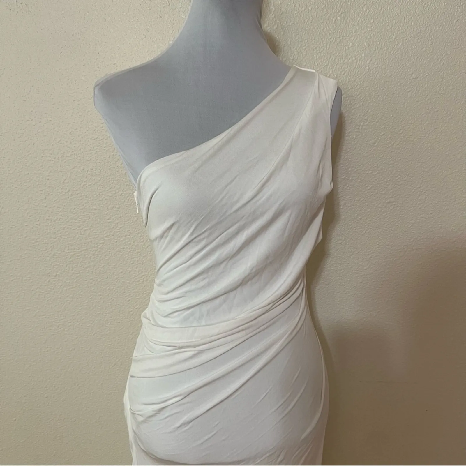 BARDOT Rosalie One Shoulder Sheath Midi Dress Orchid White Womens Size Small - Image 5