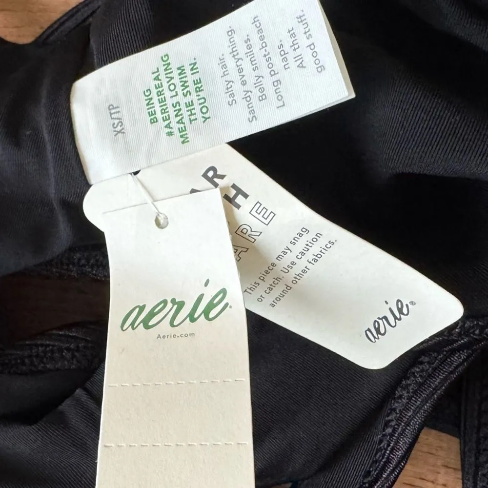 NEW Aerie One Piece Cheekiest Black Ribbed Swimsuit Women’s XS - Image 4