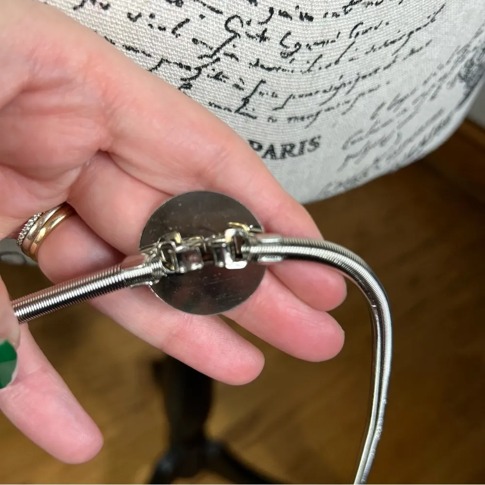 Vintage Thin Slinky Silver Disk Retro Disco Belt Size S/M - Image 9