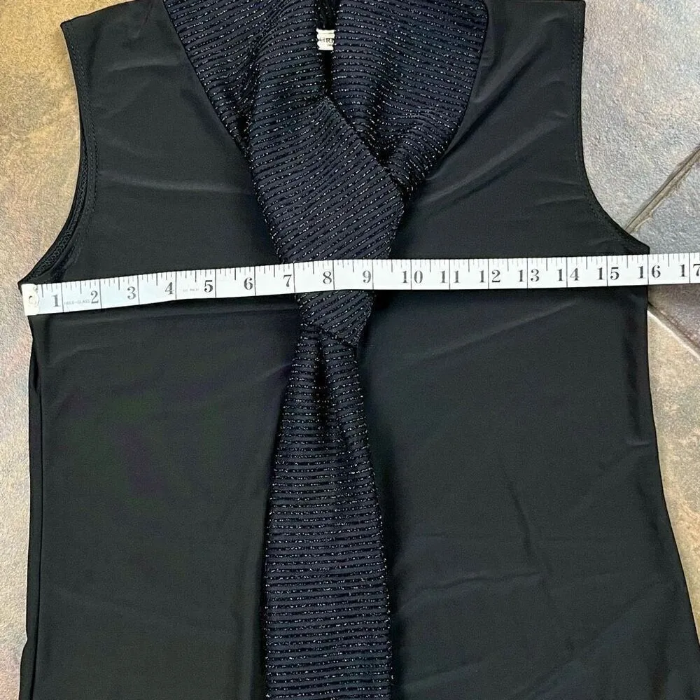Tiffany & Grey Sleeveless Sparkle Scarf Blouse Petite Medium Black Size undefined - Image 4
