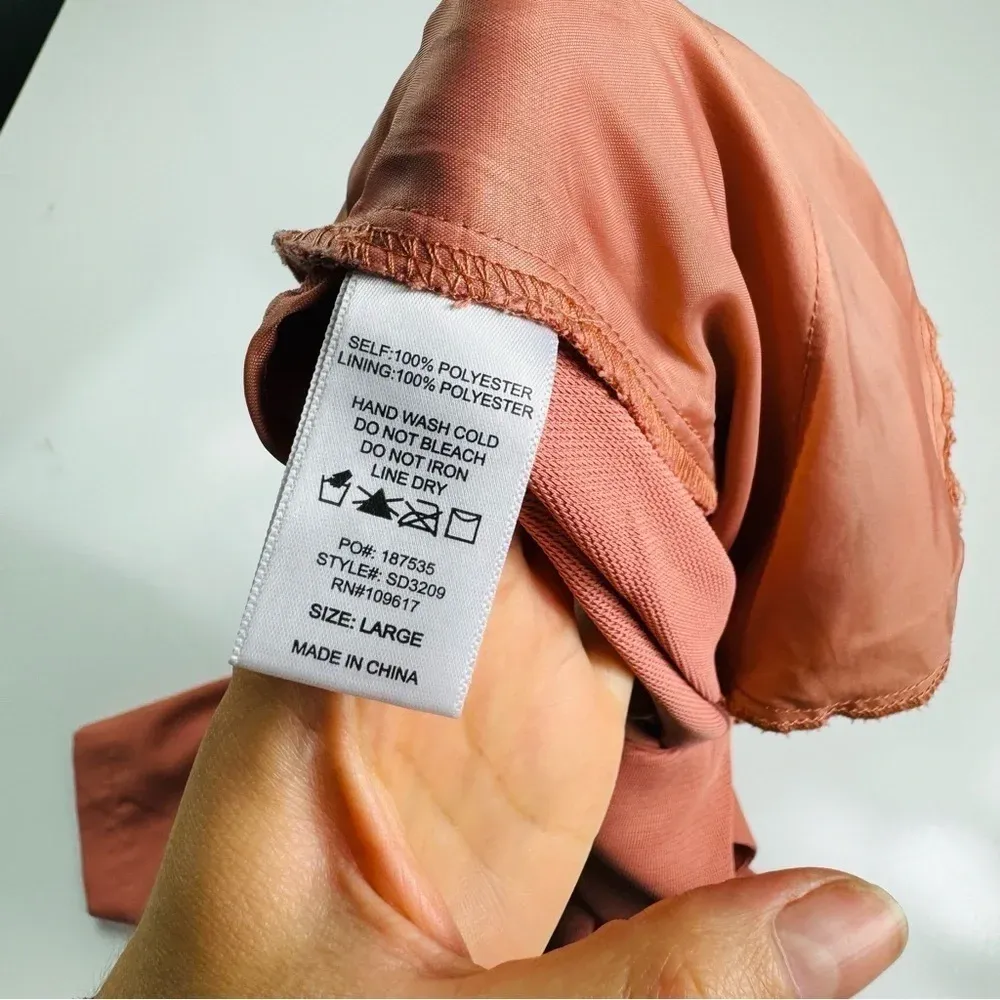 Shinestar Salmon Coral Wide Leg Tie Back Pant‎ Jumpsuit Crop Romper Large - Image 7