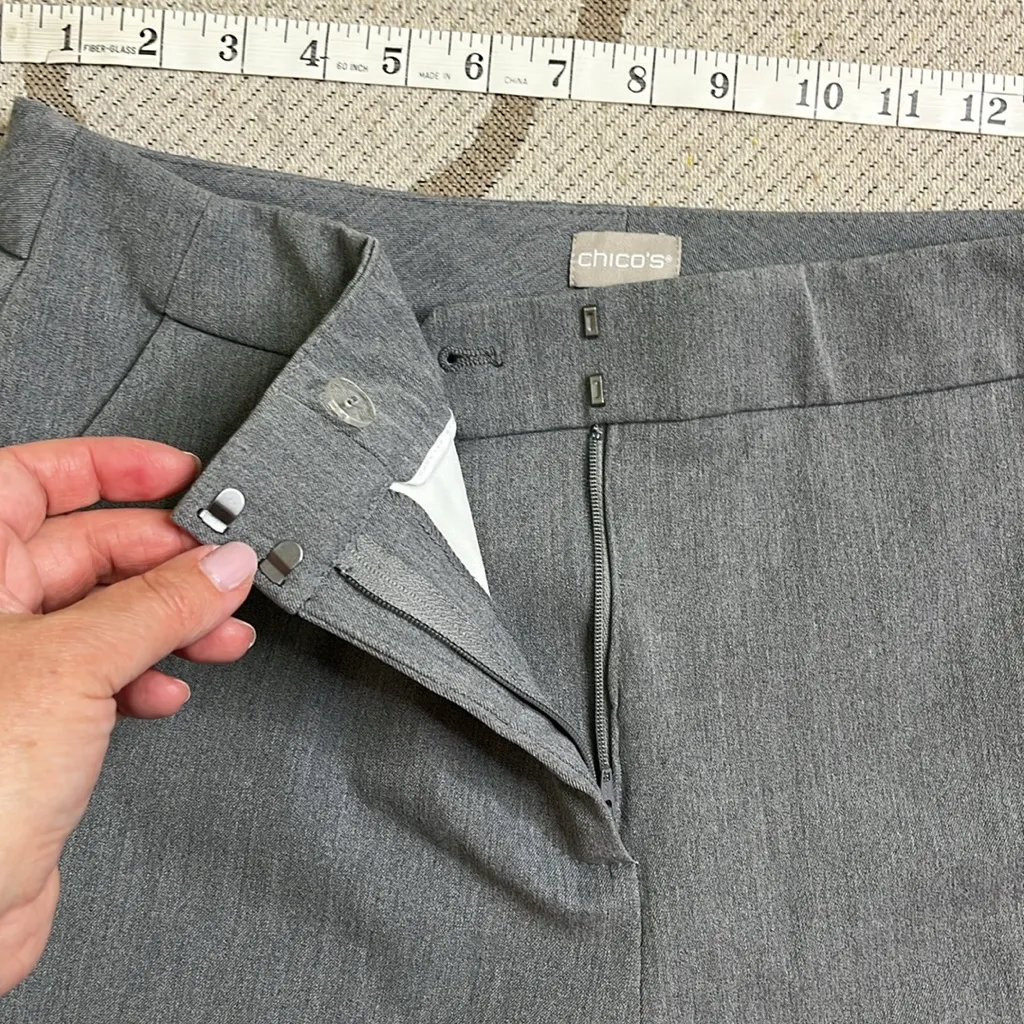 ✨ Chico’s So Slimming Trousers, Size 10 (Chico 1.5) Gray Wide Leg pants - Image 11