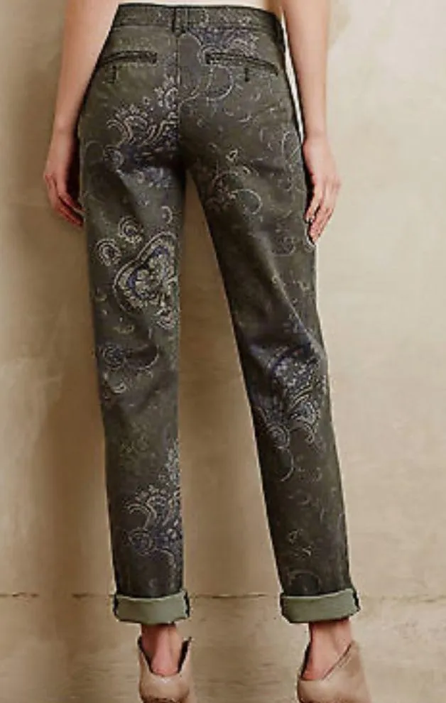 Anthro Pilcro and the Letterpress Fit/Hyphen Green Chino Paisley Pants Size 27 - Image 10