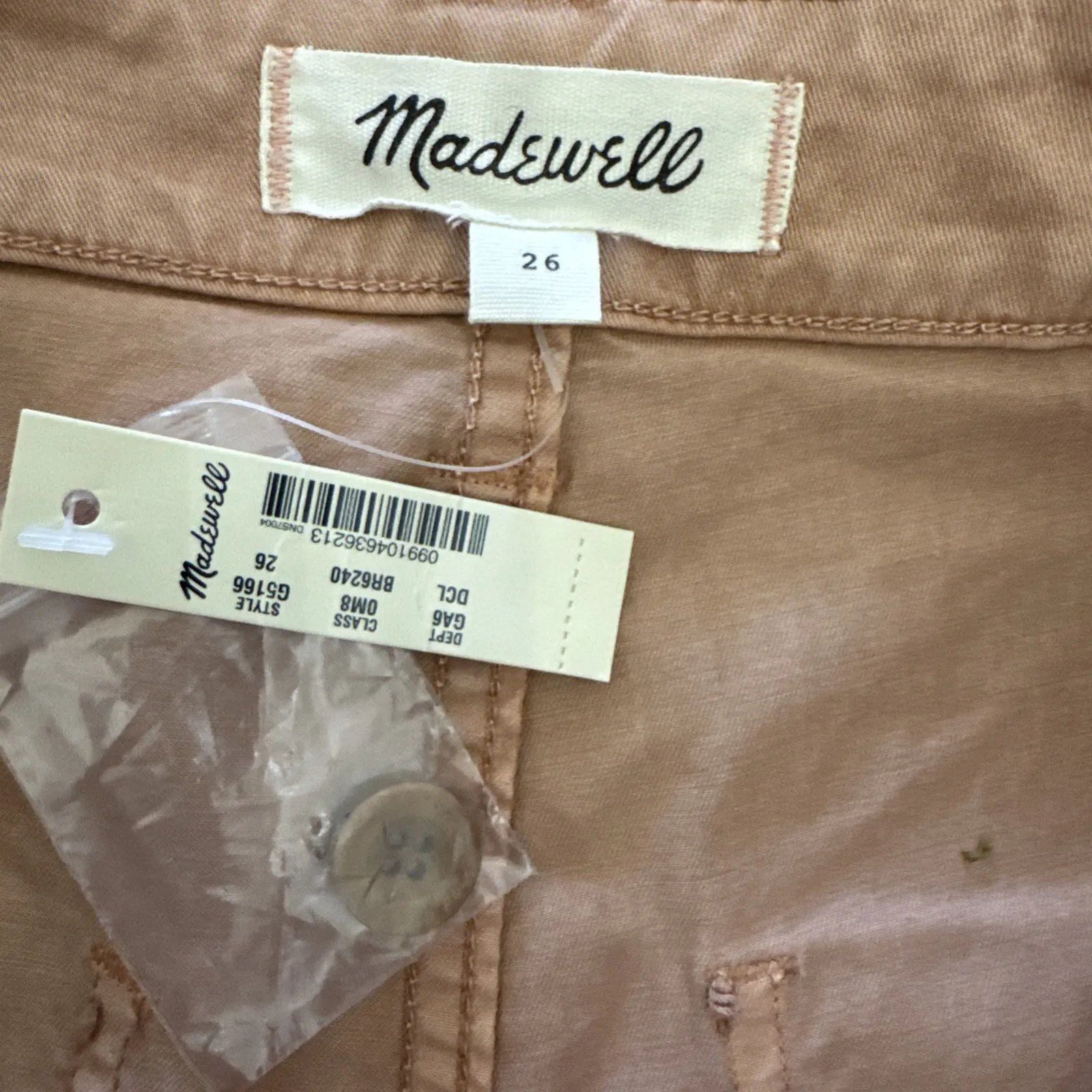 y2k NWT Women's Madewell  garment-dyed cutoff shorts 26 Salmon‎ Pink G5166 Y2K - Image 5