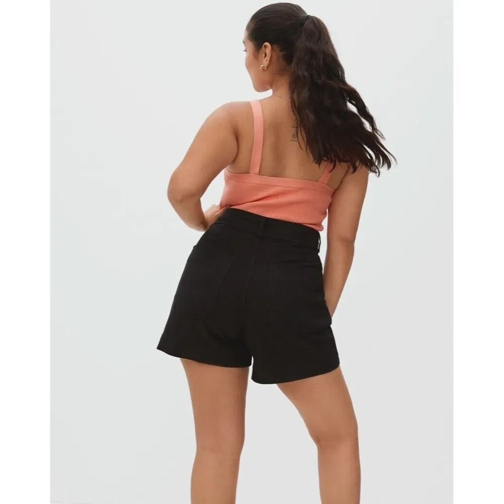 Everlane Women Shorts Black Chino Twill Hi Rise Flat Front Pockets Casual Size 4 - Image 3