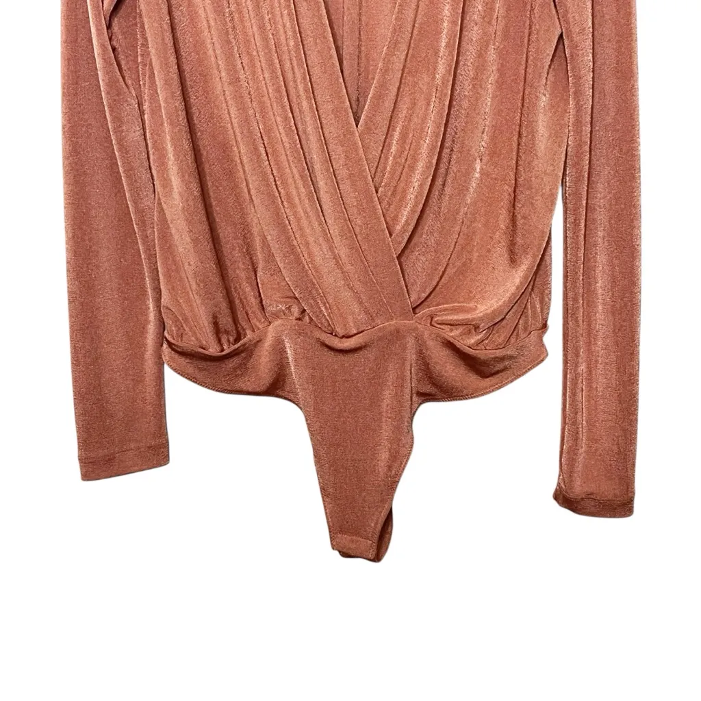 Free People Intimately Turnt Bodysuit Large Ginger Spice Long Sleeve Drape - Image 4