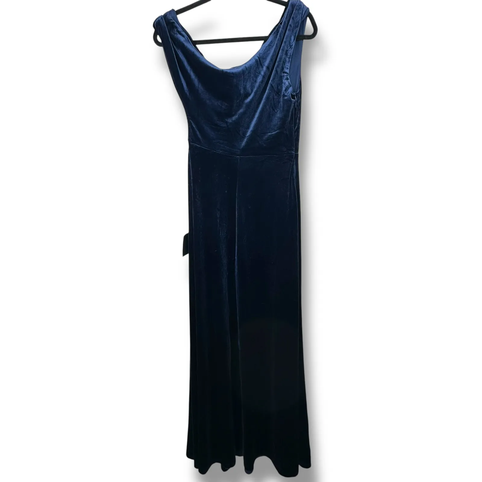 Lulus NWT Coveted Confidence Navy Blue Velvet Asymmetrical Maxi Dress Small - Image 7