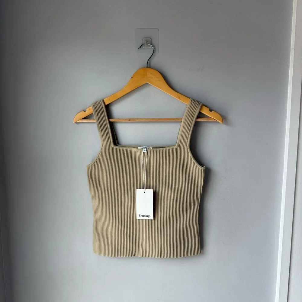 NWT Darling Society Noble Ribbed Tank Small Tan - Image 5
