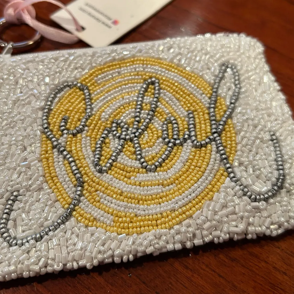 NWT Tiana NY Soleil White and Yellow Beaded Coin Purse Pouch - Image 4