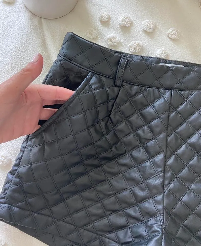 Leather High Waisted Shorts - Image 7