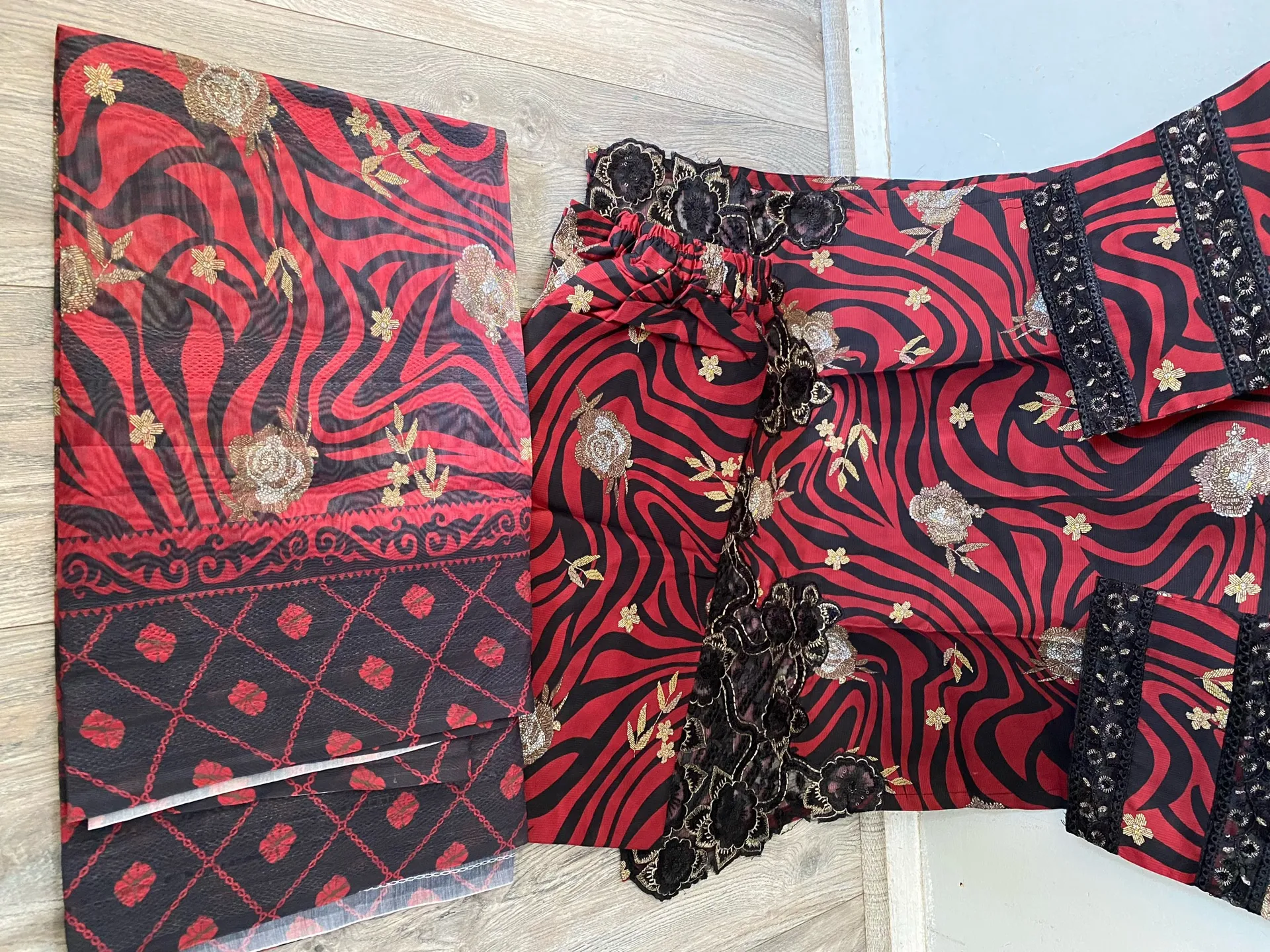 3 peace Pakistani khaddar suit for winter Red - Image 4