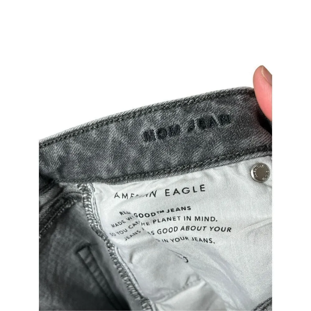 American Eagle Gray Distressed Mom Jeans Size 10 short - Image 9