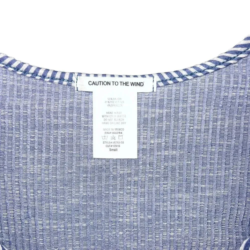 Caution to the Wind Striped Peplum Wrap Style Top Size Small‎ - Image 2
