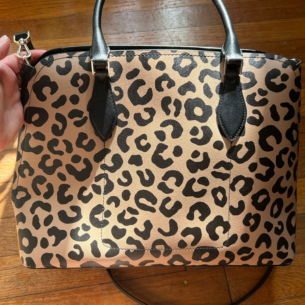 Kate Spade Black and Tan Leopard Print Satchel - Image 3