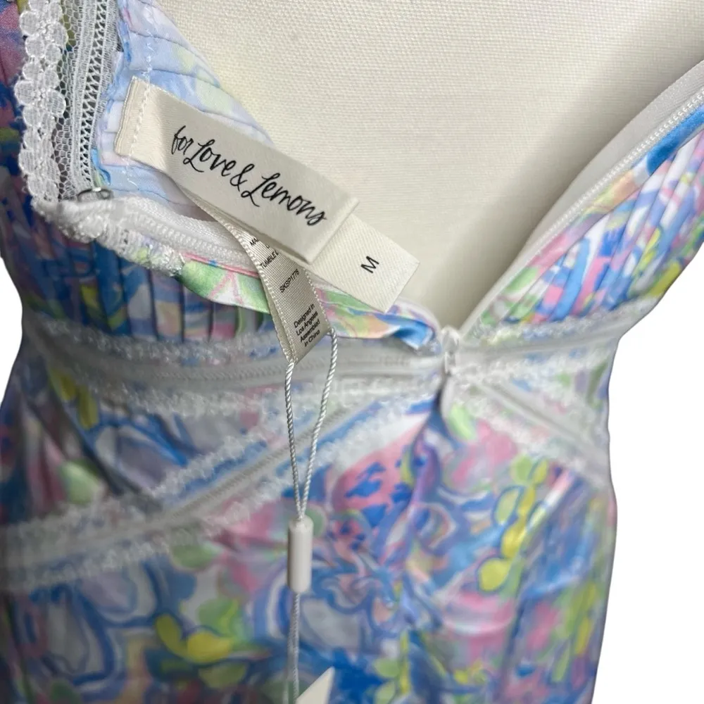 NWT For Love and Lemons Midsummer Floral Slip Mini Dress Size Medium - Image 4