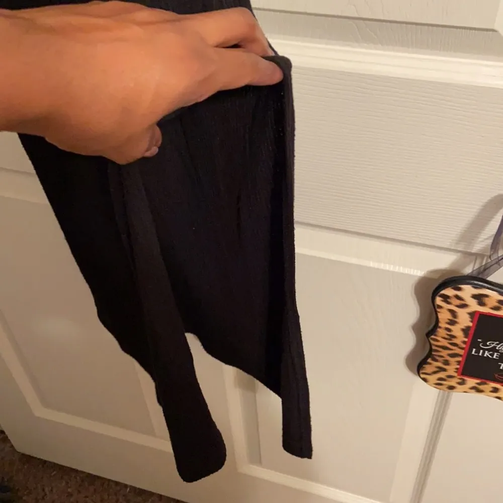 Bongo  Ribbed Black Racerback Dress with Side Split - Image 3