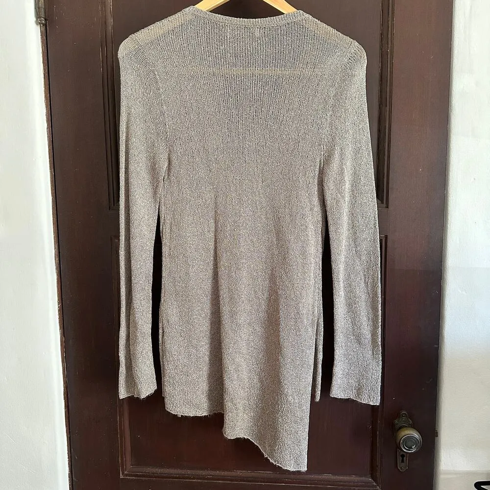 BALL OF COTTON | Handloomed Drapey Knit Asymmetrical Hem Lagenlook Sweater | XS Tan - Image 8