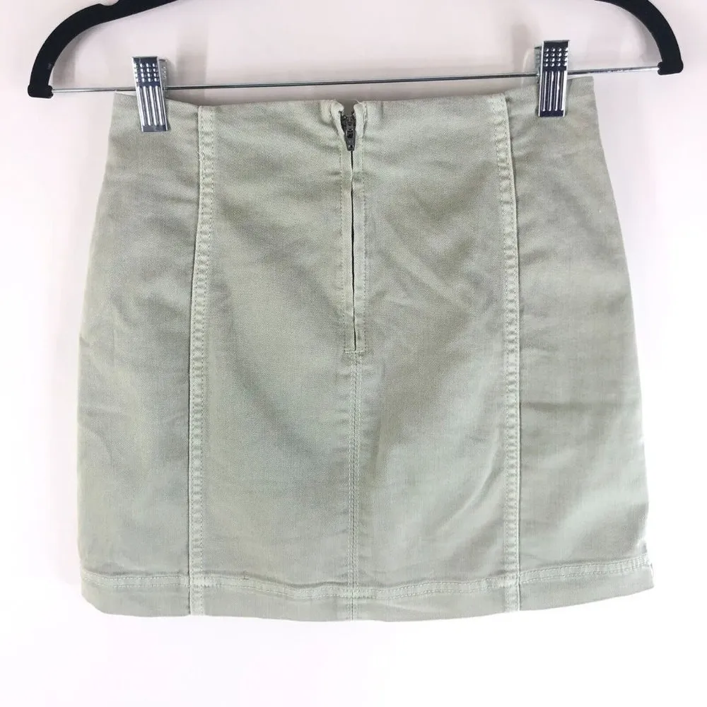 Wild Fable Denim Mini Skirt Stretch Gray Green 2 - Image 2